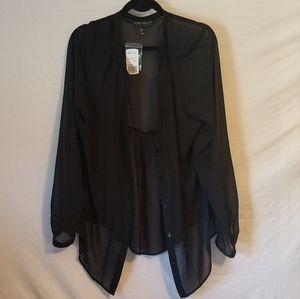 Forever 21 Plus Sheer Black Blouse